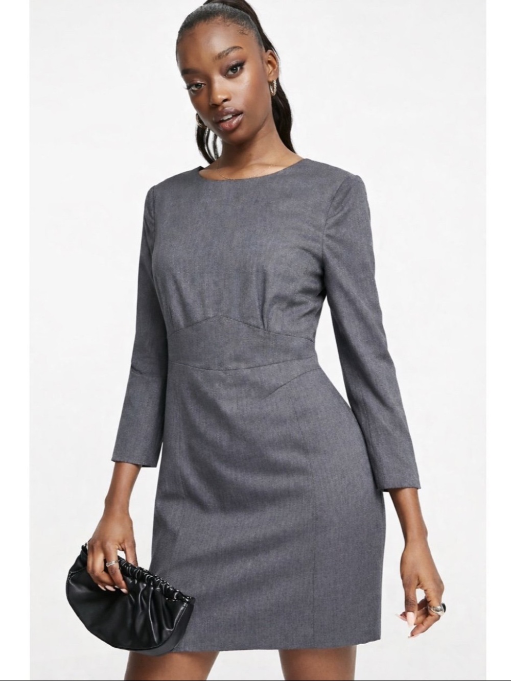 ASOS charcoal gray structured full zip mini dress